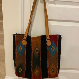 Southwestern Boho Wool Tote..El Paso Saddle Blanket Company.